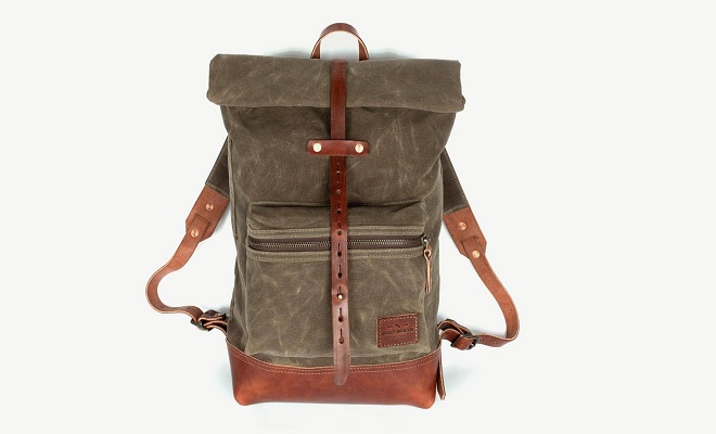 Premium Craftmanship. Handmade Leather-Waxed Canvas Backpack