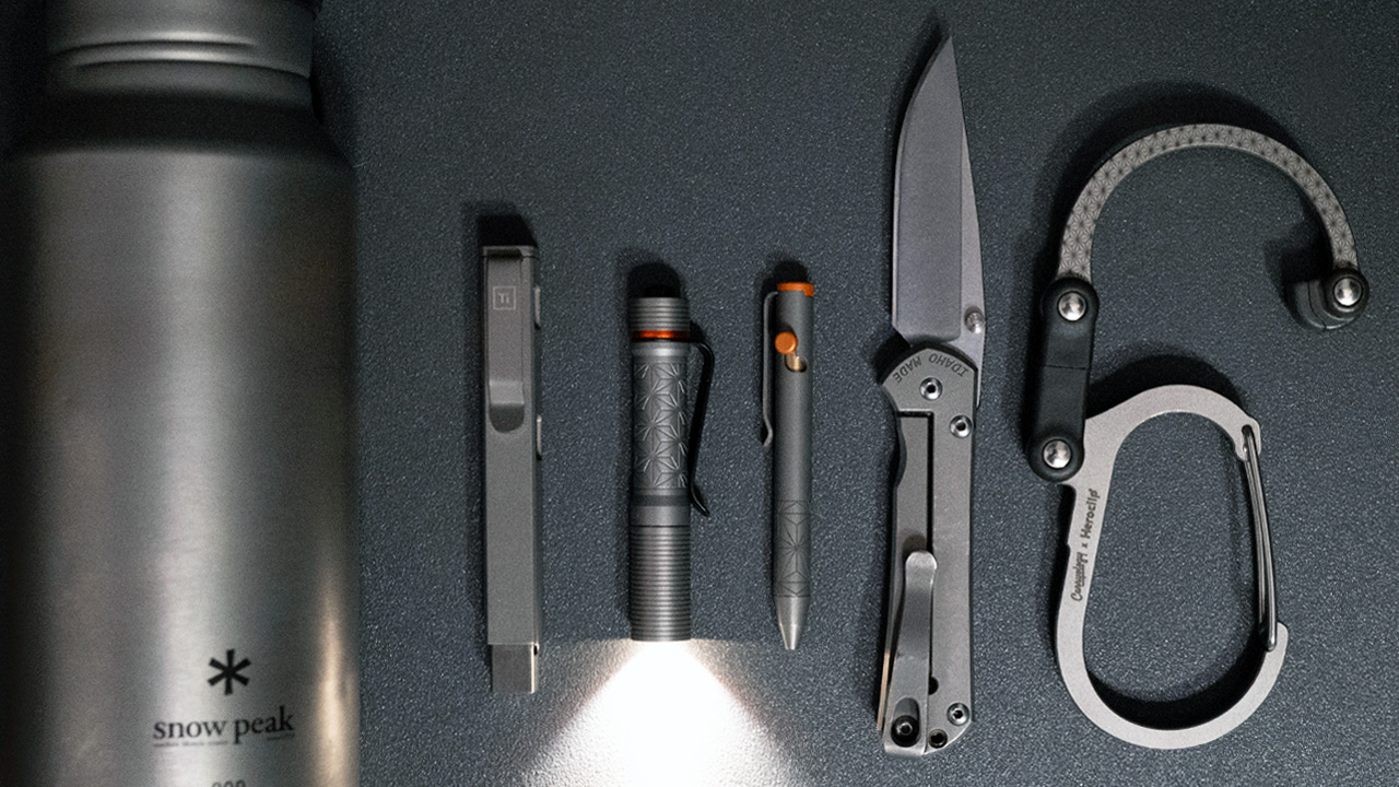 TITANIUM EDC TOOLS ON TABLE